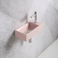 Guido Gusto Fonteinset Mia 40.5x20x10.5cm mat roze rechts inclusief fontein kraan, sifon en afvoerplug chroom