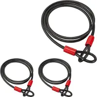 Relaxdays 3x stalen kabel met lussen - staalkabel - beveiliginsgskabel - fietsslot - 2 m