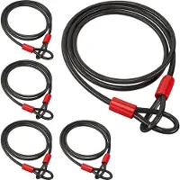 Relaxdays 5x stalen kabel met lussen - staalkabel - beveiliginsgskabel - fietsslot - 2 m