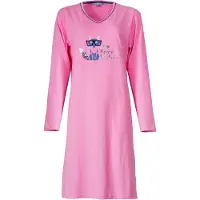 Irresistible Dames Nachthemd - V Hals - Lange Mouwen - Roze - Maat L