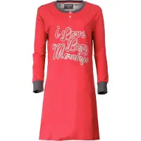 Irresistible Dames Nachthemd - Katoen - Lange Mouwen - Helder Rood - Maat S