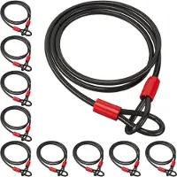 Relaxdays 10x stalen kabel met lussen - fietsslot - staalkabel - beveiliginsgskabel - 2 m