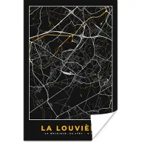 PosterMonkey Poster La Louvière - Kaart - Plattegrond - Goud - Stadskaart - 120x180 cm XXL