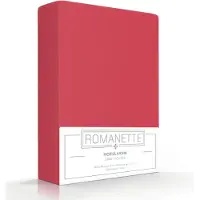 Romanette Hoeslaken Rood (Katoen)-90 x 200 cm