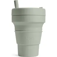 Stojo - Biggie Cup - Koffie / Theebeker - 470 ml - Herbruikbaar - Opvouwbaar - Sage