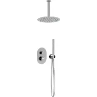 Guido Gusto Thermostatische Inbouw regendouche met plafond arm 30cm douchekop volledig Rvs ovaal