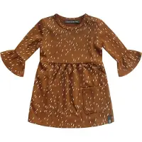 Your Wishes Rainy Camel Ruffle dress - Jurk - Bruin - Meisjes - Maat: 122/128