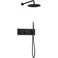 Guido Gusto Inbouw regendouche met wandarm 30cm douchekop mat zwart tweeknops bediening