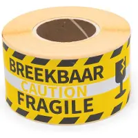 Raadhuis gevaaretiketten - FRAGILE - geel/zwart - 250 stuks - sticker waarschuwing