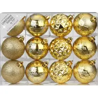 Merkloos Inge Christmas Goods Kerstballen - 12st - goud - kunststof - 6 cm - Kerstbal