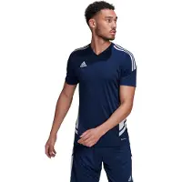 Adidas Mannen, Sportief shirt, Heren Condivo 22 Jersey V-Hals T-shirt marineblauw en wit HA6291 (S) (S), Blauw, S