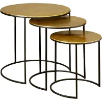 Tower Living Iron side round table w alu top - set of 3 (Goud, 64x64x63 diameter: 64cm)