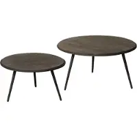 Tower Living Rolo table set (2) - 74x74x36 58x58x41 - recl. teak wine (Bruin, 75x75x40 diameter: 75cm)