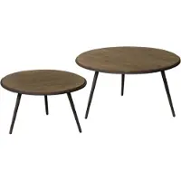 Tower Living Rolo table set (2) - 74x74x36 58x58x41 - recl. teak w-grey (Grijs, 75x75x40 diameter: 75cm)