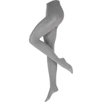 Falke Knit Caress warm zonder patroon admend oondorchzichtig zacht comfortabel Organisch Duurzaam Katoen Wol Grijs Dames panty - Maat 36-38