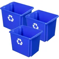 Sunware opslagbox NESTA - 3x - kunststof - 45 liter - blauw - 45 x 36 x 36 cm - opbergers - stapelbaar