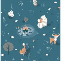 Dutch Wallcoverings - My Kingdom- Campfire Animals blauw - vliesbehang - 10m x 53cm - L313-11