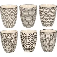 COSY&TRENDY Cosy & Trendy Koffiekopjes Nikko - 12x stuks - zwart met wit - 250 ml - Koffie/thee mokken zonder oor
