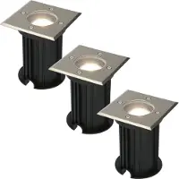 V-TAC 3x Dimbare LED grondspot - Vierkant - RVS - 4000K neutraal wit - 5 Watt - IP65 straal waterdicht - 3 jaar garantie Grondspot buiten 230V