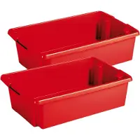 Sunware opslagbox Nesta - 2x - kunststof - 30 liter - rood - 59 x 39 x 17 cm - stapelbaar