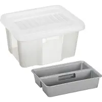 Sunware 2x opslagboxen kunststof 24 liter transparant 42 x 33 x 22 cm met deksels en organiser trays