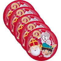 Boland Sinterklaas kartonnen feestbordjes - 40x stuks - Dia 18 cm - Sinterklaas wegwerp bordjes - taart/gebak