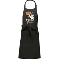 Kariban Luxe keukenschort - Pizza - met voornaam - Chique grijs
