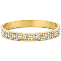 CO88 Collection 8CB-91085 Stalen Armband - dames - Bangle - Kristal - 3 Rij - 8 mm Breed - 58 x 51 mm - Staal - Goudkleurig