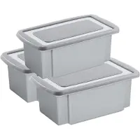 Sunware 3x stuks opslagbox kunststof 7 liter grijs 38 x 21 x 14 cm met afsluitbare deksel