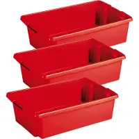Sunware opslagbox Nesta - 3x - kunststof - 30 liter - rood - 59 x 39 x 17 cm - stapelbaar
