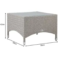 Casaria Polyrattan Bijzettafel - Buiten 58x58x42cm - Crème