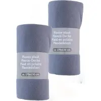 Excellent houseware Fleece dekens/plaids - 2x - korenblauw - 170 x 130 cm