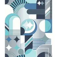Dutch Wallcoverings - Pop- Retro blauw - vliesbehang - 10m x 53cm - M474-01