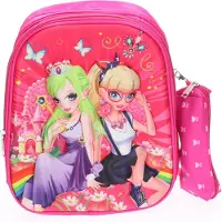 Kiddy 3D School Meisjes schooltas/RugZak roze 2 Trendy vriendinnen print