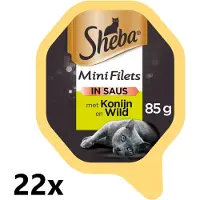 Sheba Alu - Mini Filets in Saus - Konijn & Wild - 22x85g - Kattenvoer Kuipje