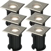 V-TAC 6x Dimbare LED grondspot - Vierkant - RVS - 4000K neutraal wit - 5 Watt - IP65 straal waterdicht - 3 jaar garantie Grondspot buiten 230V