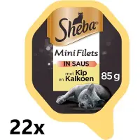 Sheba Alu - Mini Filets in Saus - Kip & Kalkoen - 22x85g - Kattenvoer Kuipje