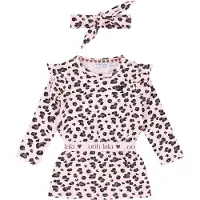 Dirkje - Jurkje - Haarbandje - Light - Pink - Ooh - Lala - Panterprint - Maat 86