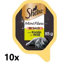 Sheba Alu - Mini Filets in Saus - Konijn & Wild - 10x85g - Kattenvoer Kuipje