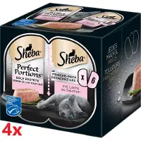 Sheba - Perfect Portions - Adult Paté Zalm - 4 verpakkingen van 3x2stuks