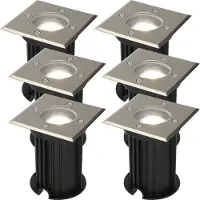 V-TAC 6x Dimbare LED grondspot - Vierkant - RVS - 6000K daglicht wit - 5 Watt - IP65 straal waterdicht - 3 jaar garantie Grondspot buiten 230V