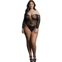 Le Désir - Wonder Strass Bodysuit Plus Size - Zwart