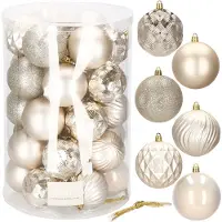 Springos Kerstballen 30 Stuks 8 cm Beige/Goud Tinten
