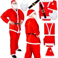 Springos Kerstman kostuum - - 5 delen - Zacht - Rood - Uniseks