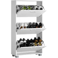 Casaria Schoenenkast 3 Kleppen 115x60x24cm Wit