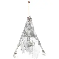 Muovijalelu Hangdecoratie Skelet op zijn kop | Halloween pro deco (grijs wit)