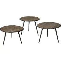 Tower Living Turi table set (3) - 54x54/45/40/35 - recl. teak wine (Bruin, 55x55x45 diameter: 55cm)