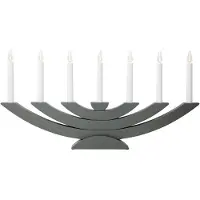 Star Trading kaarsenboog 'Navida', gelakt grenenhout, 7-vlammig, netvoeding, wit, donkergrijs, B 60 cm