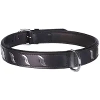 Trixie halsband hond active leer met golfjes zwart