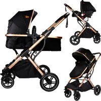 Ding Juna Black/Rose 3-in-1 Combi Kinderwagen incl. Autostoel DI-381708